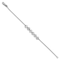 Sterling Silver Rhodium-plated Epoxy Letter Disc Bracelet view 2