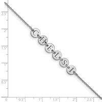 Sterling Silver Rhodium-plated Epoxy Letter Disc Bracelet view 3