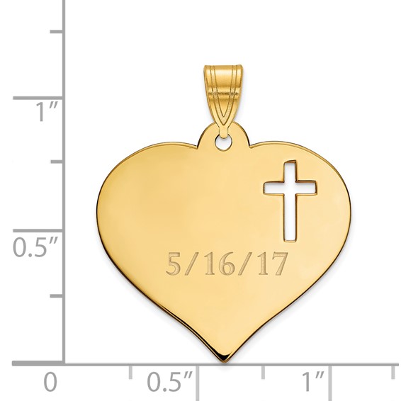 Personalized Heart Pendant with Cross Cutout
