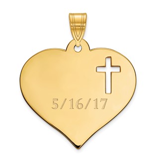 Personalized Heart Pendant with Cross Cutout