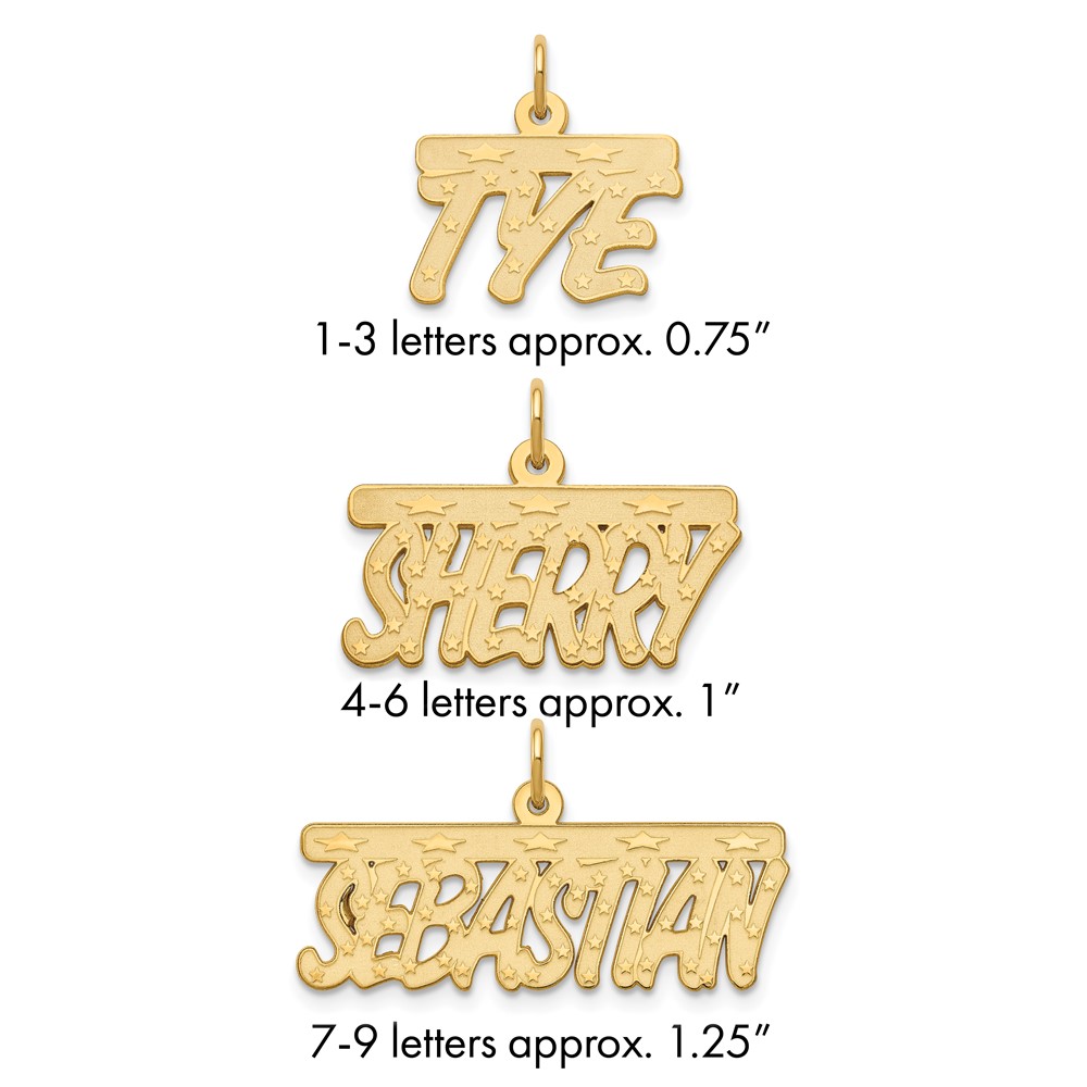 14K Yellow Gold Satin Stars Name Plate