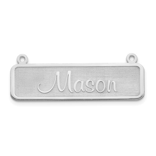 Sterling Silver Rhodium-plated Satin Name Plate Bar