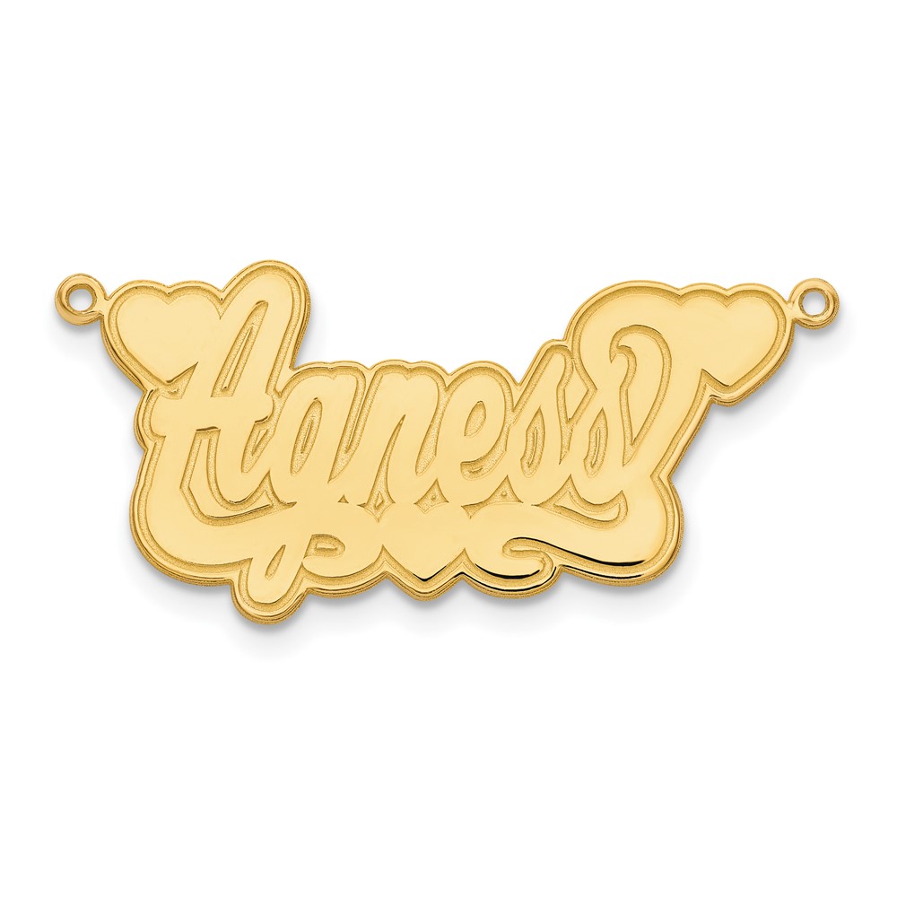Sterling Silver/Gold-plated Etched Hearts Name Plate