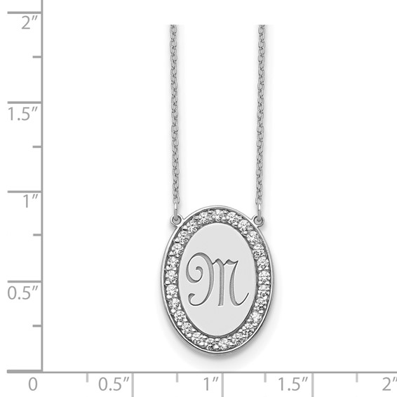 10kw Oval Letter Necklace with Diamonds