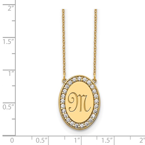 14ky Oval Letter Necklace with Diamonds
