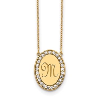 14ky Oval Letter Necklace with Diamonds