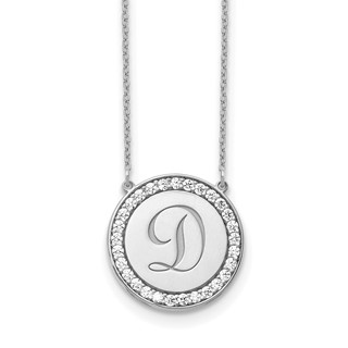 10kw Circle Letter Necklace with Diamonds