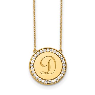 14ky Circle Letter Necklace with Diamonds