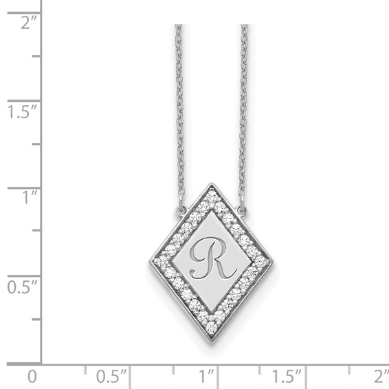 14kw Diamond Shape Letter Necklace with Diamonds