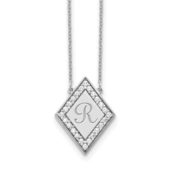 14kw Diamond Shape Letter Necklace with Diamonds