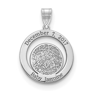 Baby Fingerprint and Birthdate Charm                              
