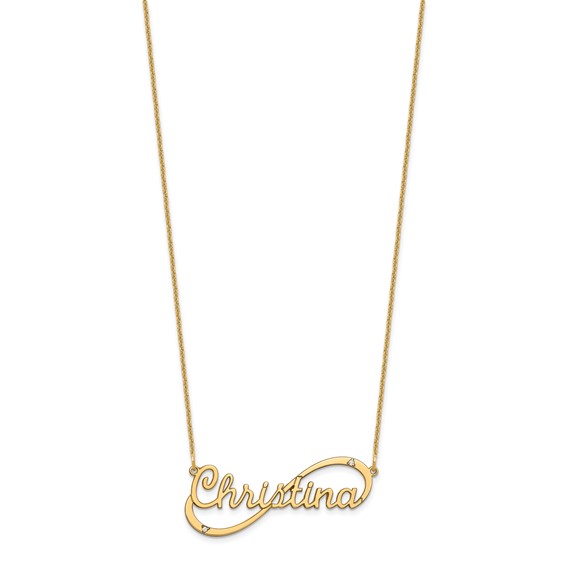 Infinity Nameplate Necklace with Diamonds