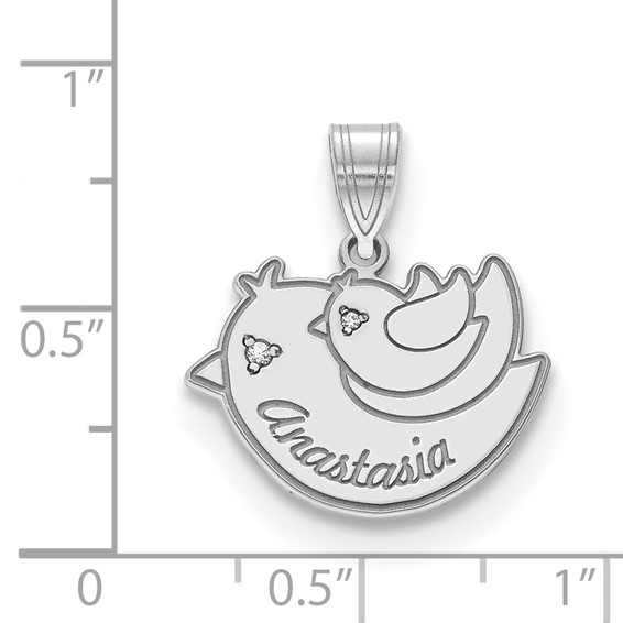 Bird Name Charm with Diamonds