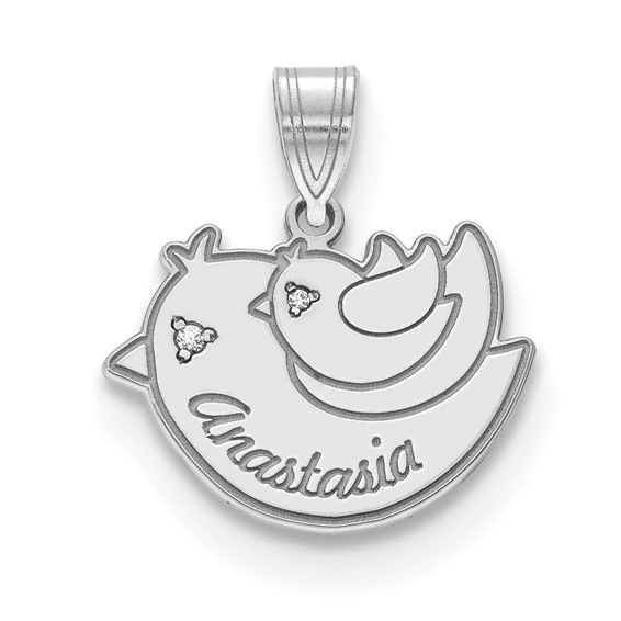 Bird Name Charm with Diamonds