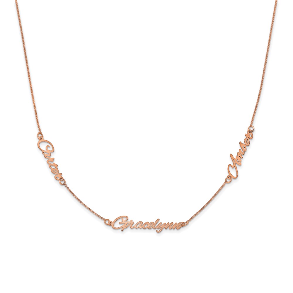 Sterling Silver/Rose-plated Brushed 3 Name Necklace