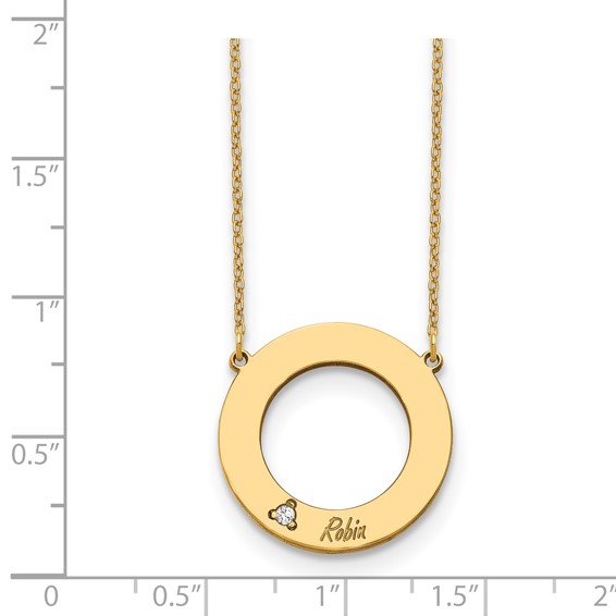 Cutout Circle Diamond Name Necklace