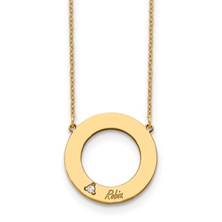 Cutout Circle Diamond Name Necklace