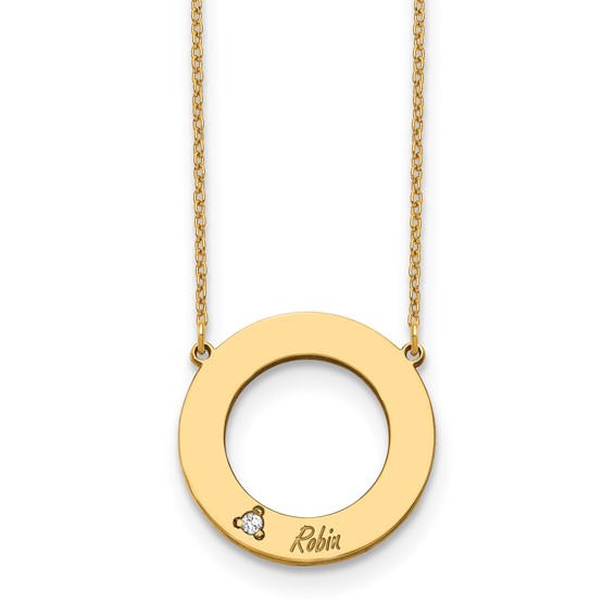Cutout Circle Diamond Name Necklace