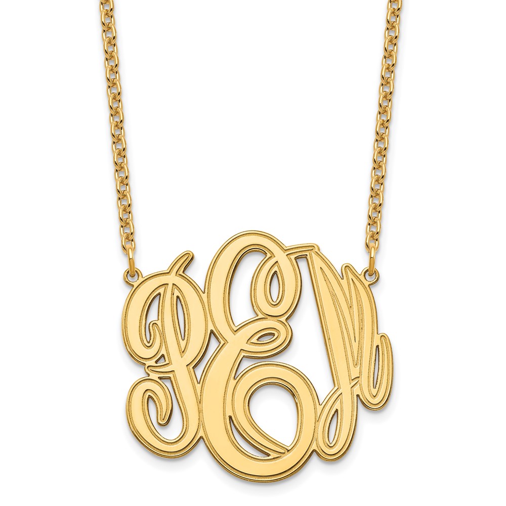 Sterling Silver/Gold-plated Etched Monogram Necklace
