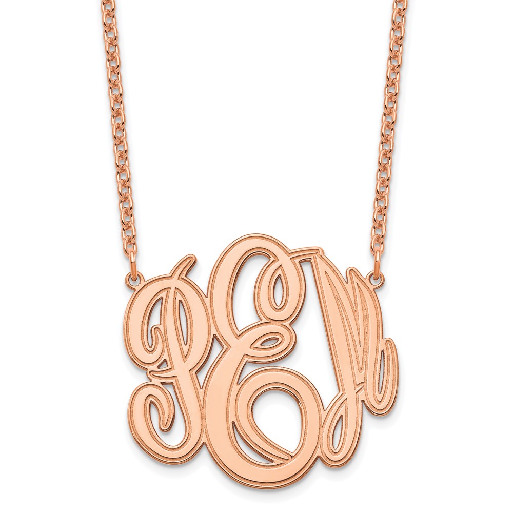 Sterling Silver/Rose-plated Etched Monogram Necklace
