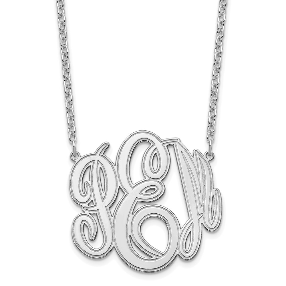 Sterling Silver/Rhodium-plated Etched Monogram Necklace