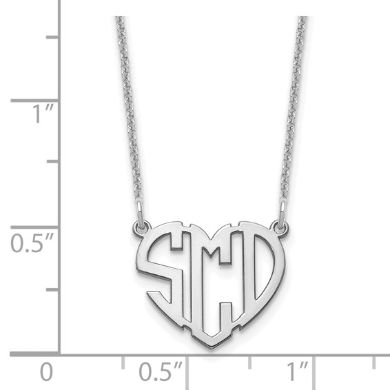 Block Heart Cutout Monogram Necklaces