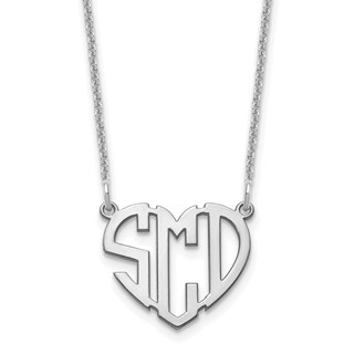 Block Heart Cutout Monogram Necklaces