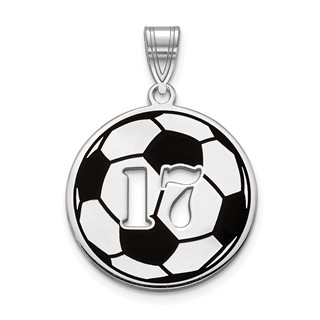 Enameled Soccer Ball Charm with Number                                   
