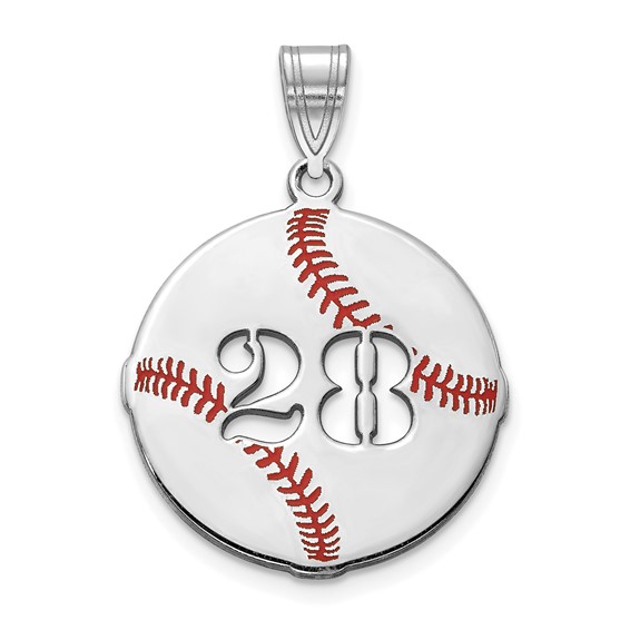 Enameled Baseball Charm with Number