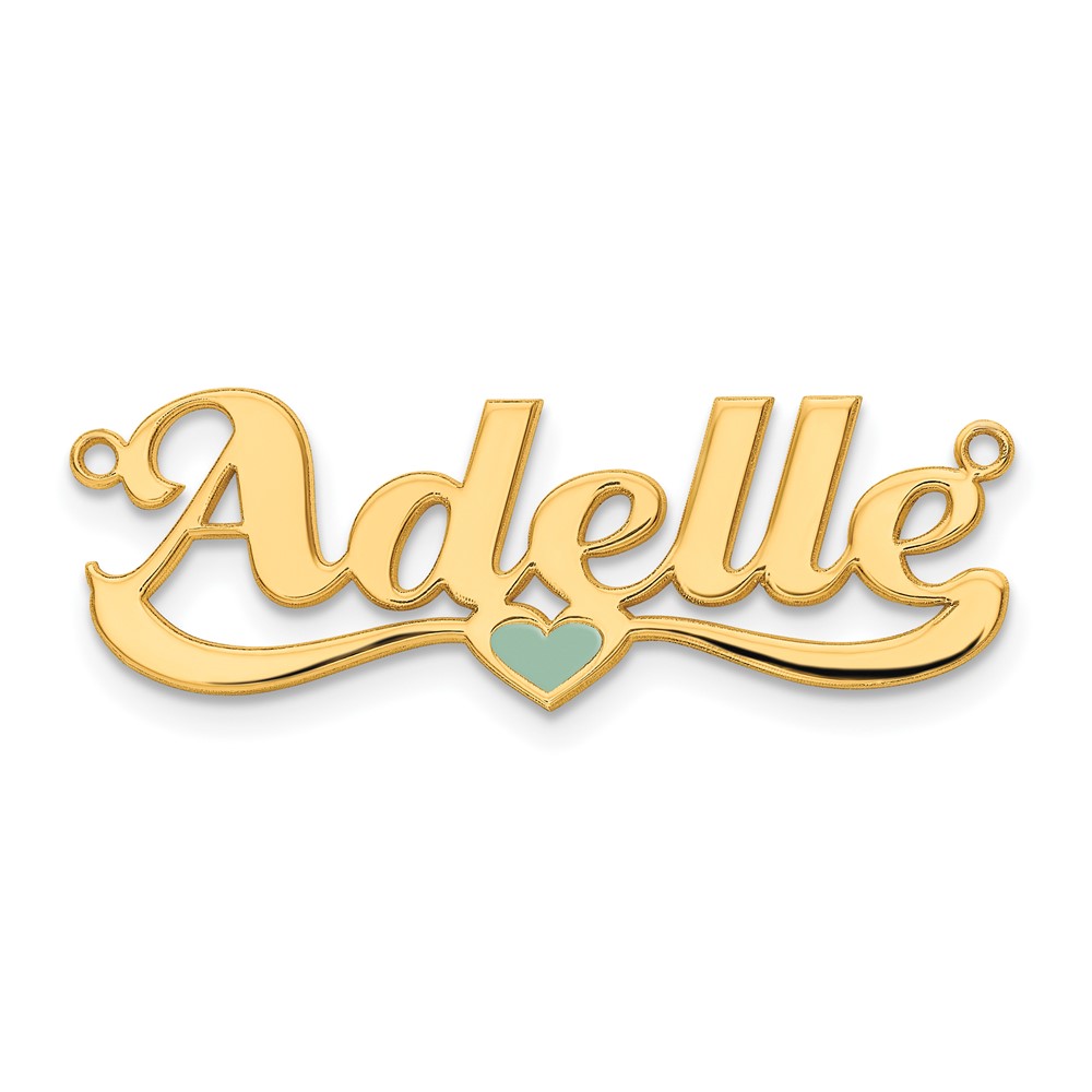 Sterling Silver/Gold-plated Epoxied Heart Name Plate