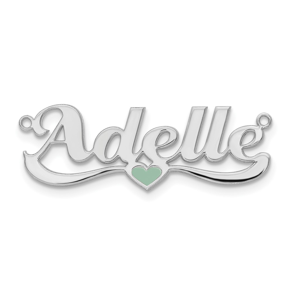 Sterling Silver/Rhodium-plated Epoxied Heart Name Plate
