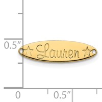 14K Yellow Gold Small Oval with Stars Name Plate view 2