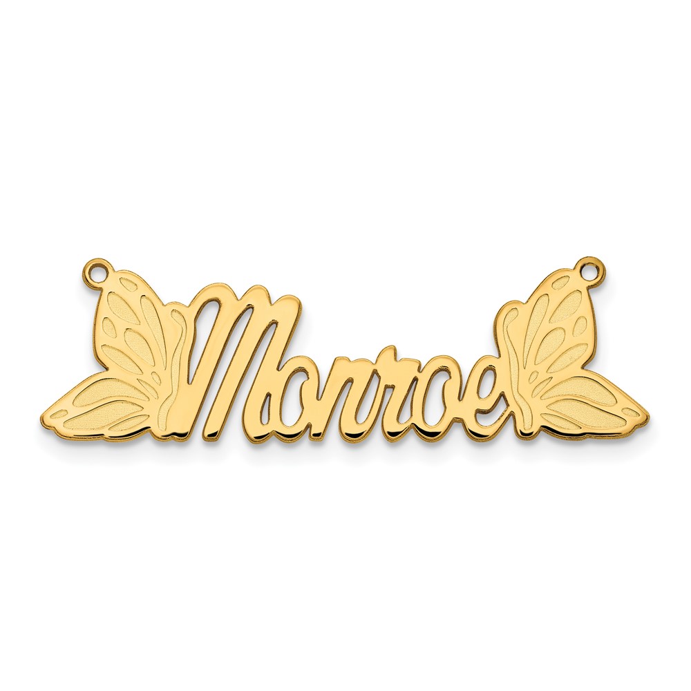 Sterling Silver/Gold-plated Polished Butterfly Name Plate