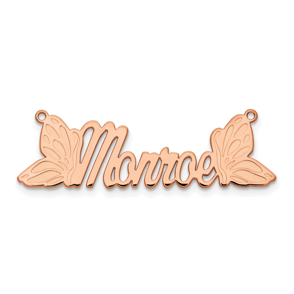 Sterling Silver/Rose-plated Polished Butterfly Name Plate