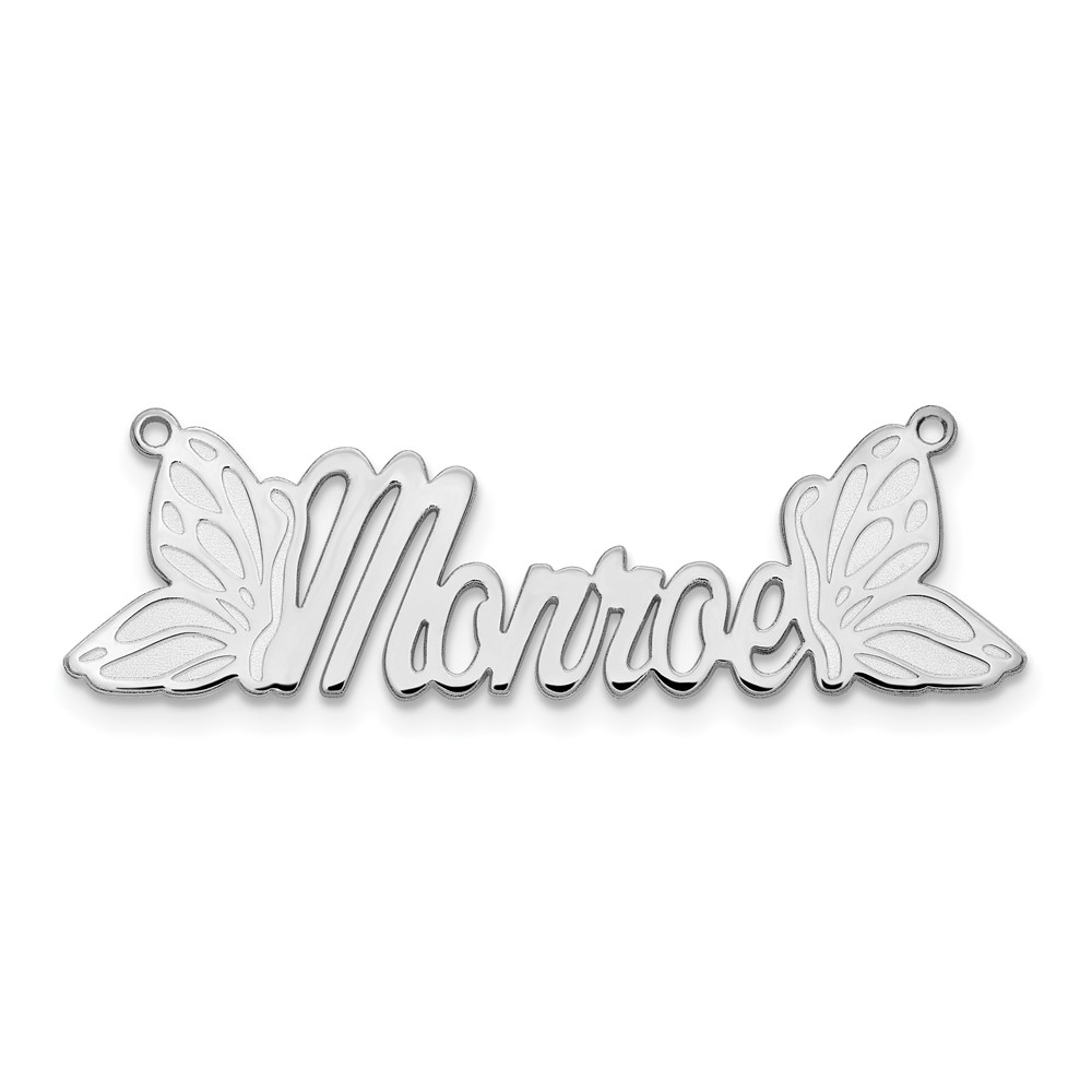 Sterling Silver/Rhodium-plated Polished Butterfly Name Plate