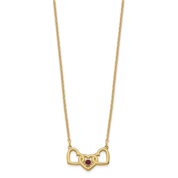 Birthstones With 3 Hearts Necklace