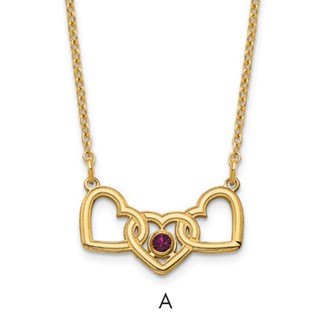 Birthstones With 3 Hearts Necklace