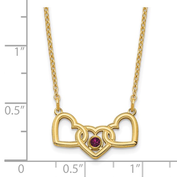 Birthstones With 3 Hearts Necklace