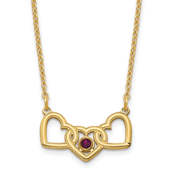 Birthstones With 3 Hearts Necklace