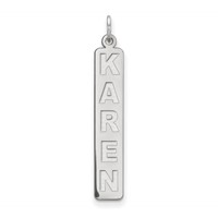 10K White Gold Large Arial Black New Font Bar Charm view 1
