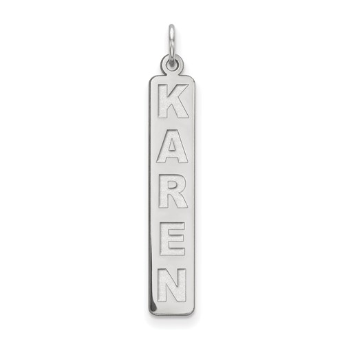 14K White Gold Large Arial Black New Font Bar Charm