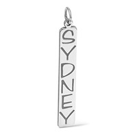 14K White Gold Large Arial Black New Font Bar Charm view 3