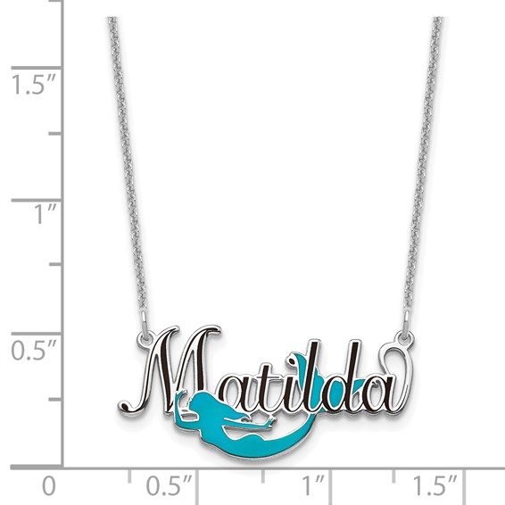 Enameled Mermaid Nameplate Necklace
