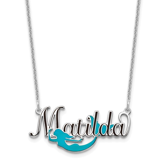 Enameled Mermaid Nameplate Necklace