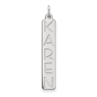 10K White Gold Large Garfield Font Bar Charm view 1