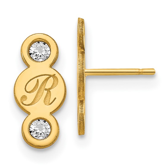Initial with Diamonds Post Earrings