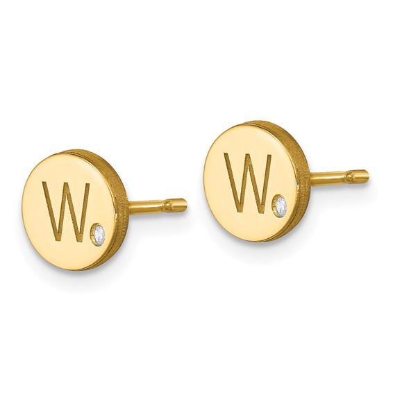 Initial Oval with Diamond Post Earrings