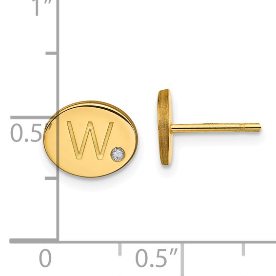 Initial Oval with Diamond Post Earrings