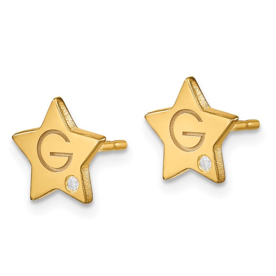 Initial Star with Diamond Post Earrings