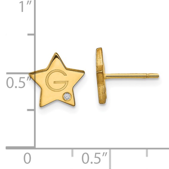 Initial Star with Diamond Post Earrings